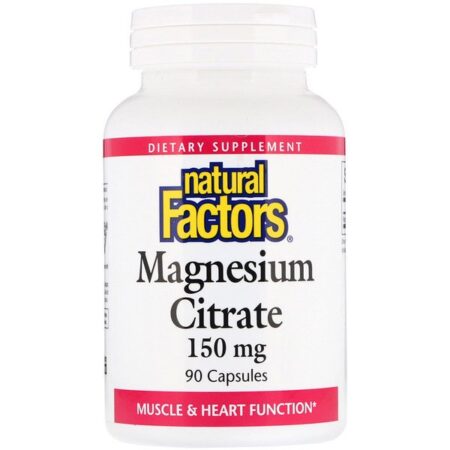 Natural Factors, Citrato de Magnésio, 150 mg, 90 Cápsulas