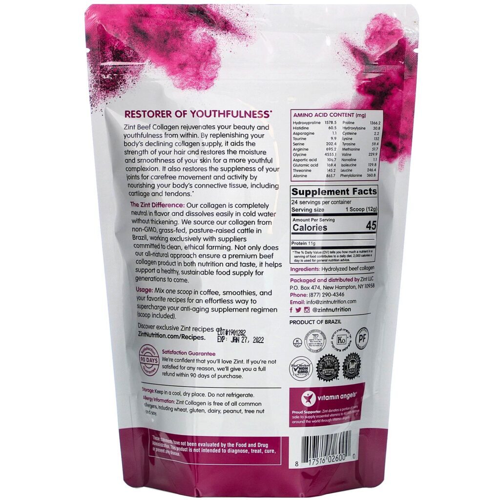 Zint, Carne de Bovino Criado no Pasto, Colágeno Hidrolisado Tipos I e III, 283 g (10 oz) - Imagem 2