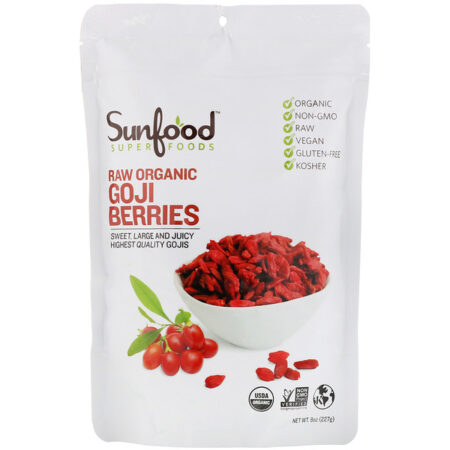 Sunfood, Goji Berries Ressecadas ao Sol, 8 oz (227 g)