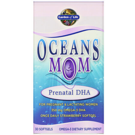 Garden of Life, Oceans Mom, DHA Pré-natal, Sabor de Morango, 30 Cápsulas Softgel