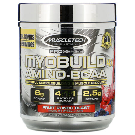 Muscletech, MyoBuild 4X Amino-BCAA, Ponche de Frutas, 332 g (11,71 oz)