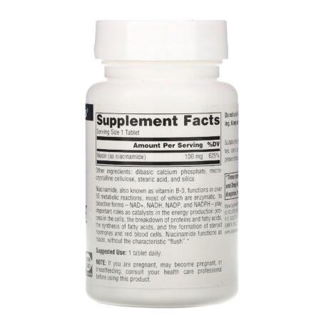 Source Naturals, Niacinamida B-3, 100 mg, 250 tabletes - Image 2