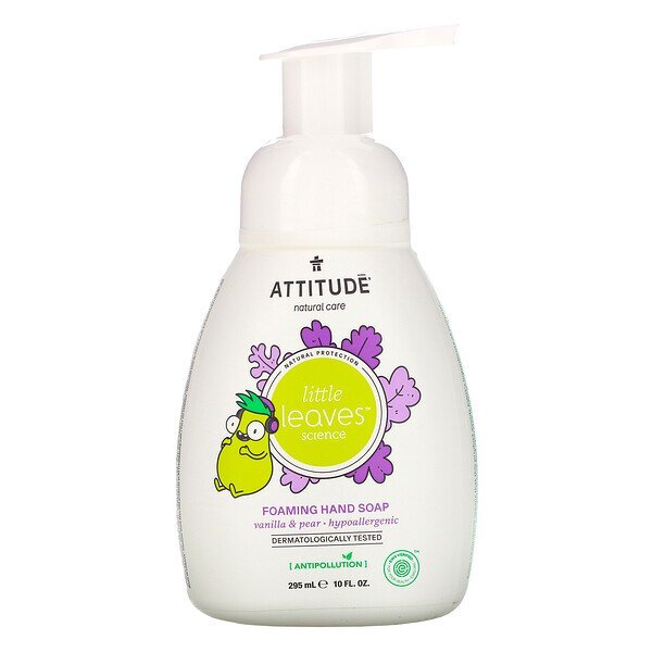 ATTITUDE, Little Leaves Science, Sabonete Espumante, Baunilha e Pera, 10 fl oz (295 ml)