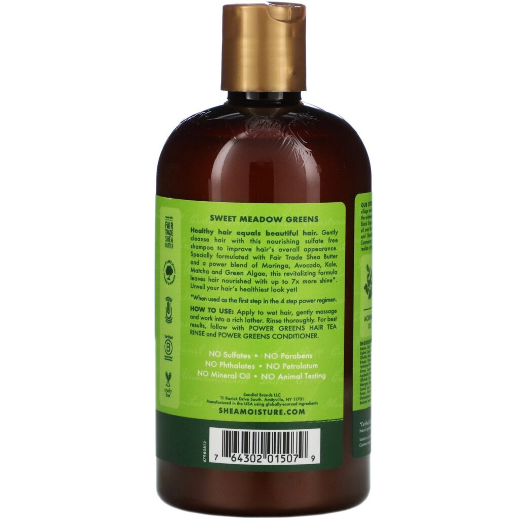 SheaMoisture, Power Greens Shampoo, Moringa & Avocado, 13 fl oz (384 ml) - Imagem 2