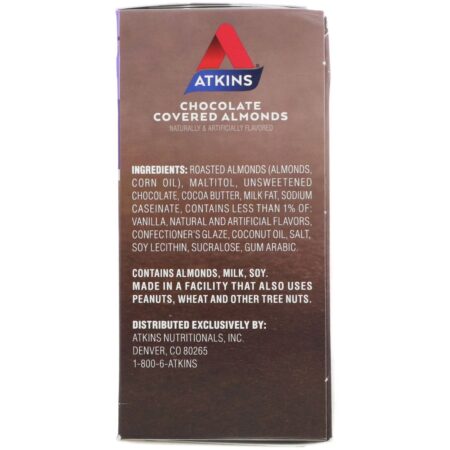 Atkins, Endulge, Chocolate Covered Almonds, 5 Packs, 1 oz (28 g) Each - Image 3