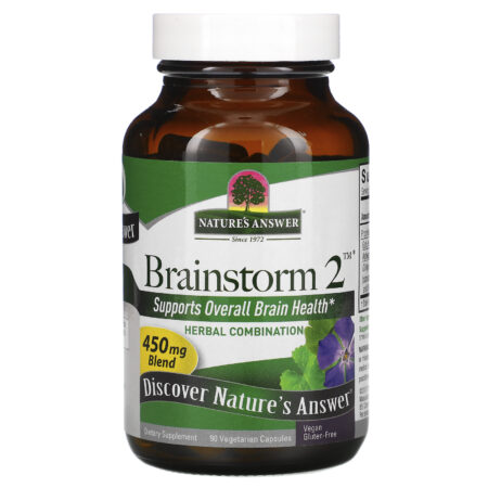 Nature's Answer, Brainstorm 2, Herbal Combination, 450 mg, 90 Vegetarian Capsules - Image 3