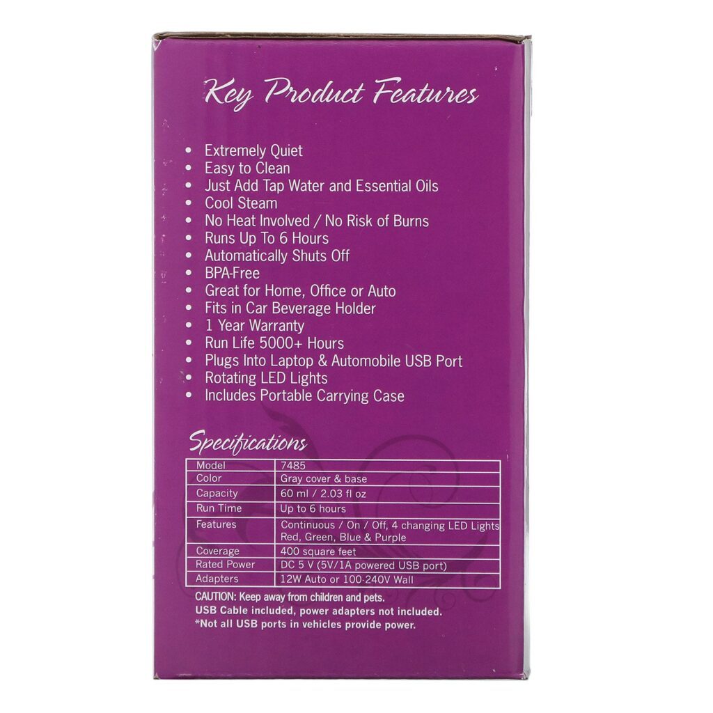 Now Foods, Soluções, Difusor de Óleo Ultrassônico USB Portátil, 1 Difusor - Imagem 2