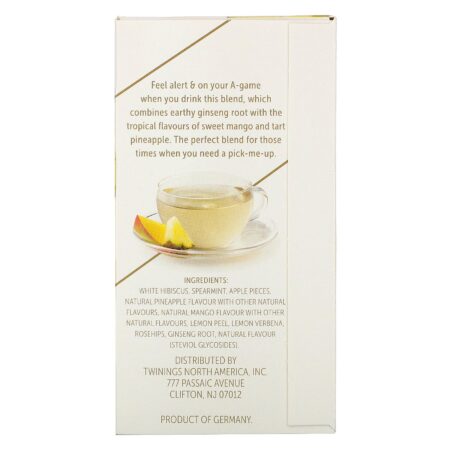 Twinings, Focus Herbal Tea, Ginseng, Mango & Pineapple, Caffeine Free, 18 Tea Bags, 0.95 oz (27 g) - Image 2