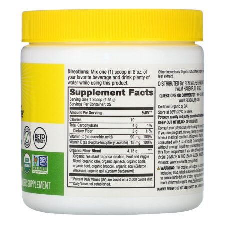 Renew Life, Superfood Organic Prebiotic Fiber, Refreshing Citrus, 3.98 oz (113 g) - Image 2