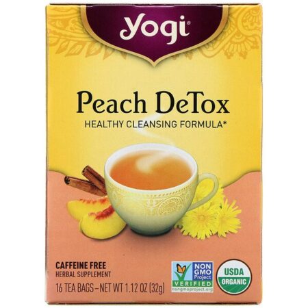 Yogi Tea, Peach DeTox, Caffeine Free, 16 Tea Bags, 1.12 oz (32 g)