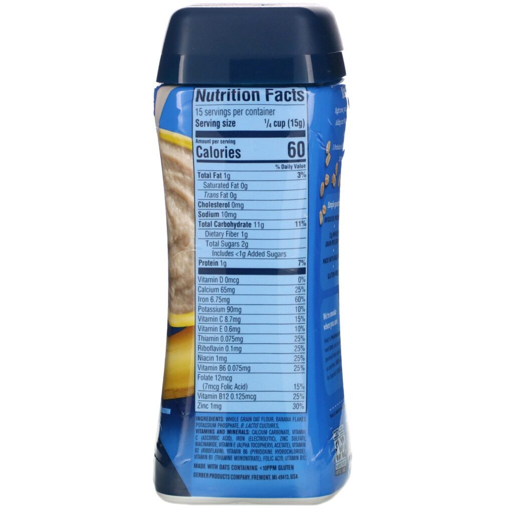Gerber, Probiotic Oatmeal Cereal, Banana, 8 oz (227 g) - Imagem 2