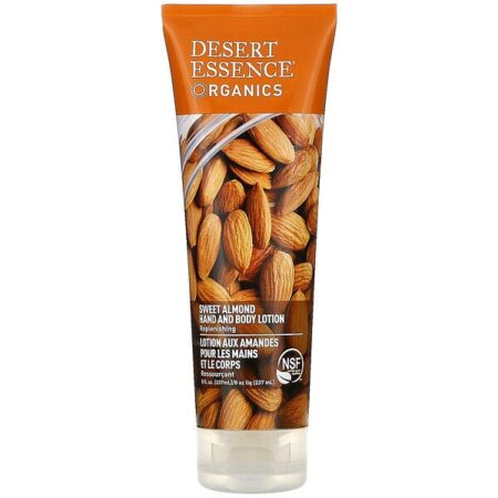 Desert Essence, Compostos orgânicos, Loção corporal e para as mãos de amêndoa , 8 fl oz (237 ml)