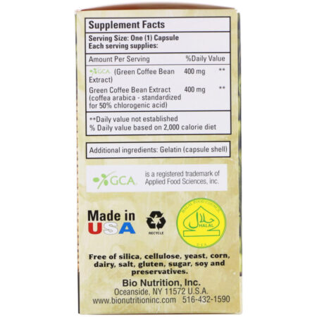 Bio Nutrition, Grãos de puro café verde, 800 mg, 50 cápsulas - Imagem 2