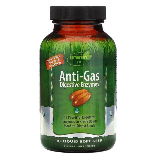 Irwin Naturals, Enzimas Digestivas Antigases, 45 Cápsulas em Gel