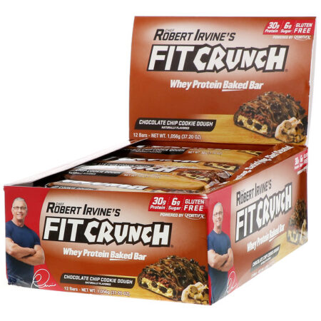 FITCRUNCH, Whey Protein Baked Bar, Chocolate Chip Cookie Dough, 12 Bars, 3.10 oz (88 g) Each