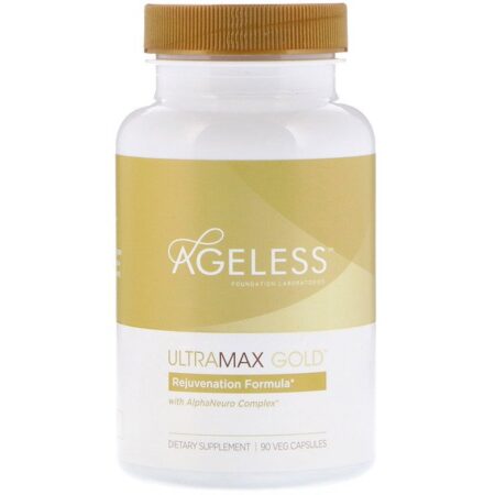 Ageless Foundation Laboratories, UltraMax Ouro com Complexo AlfaNeuro, 90 Cápsulas Vegetais