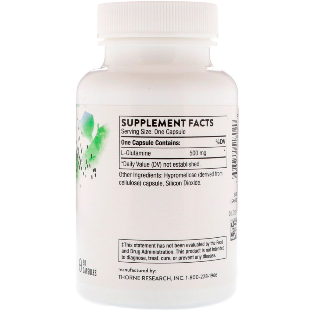 Thorne Research, L-Glutamina, 90 Cápsulas - Imagem 2