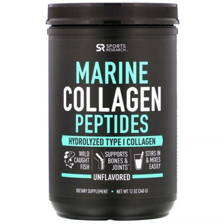 Sports Research, Peptídeos de Colágeno Marinho, Sem Sabor, 340 g