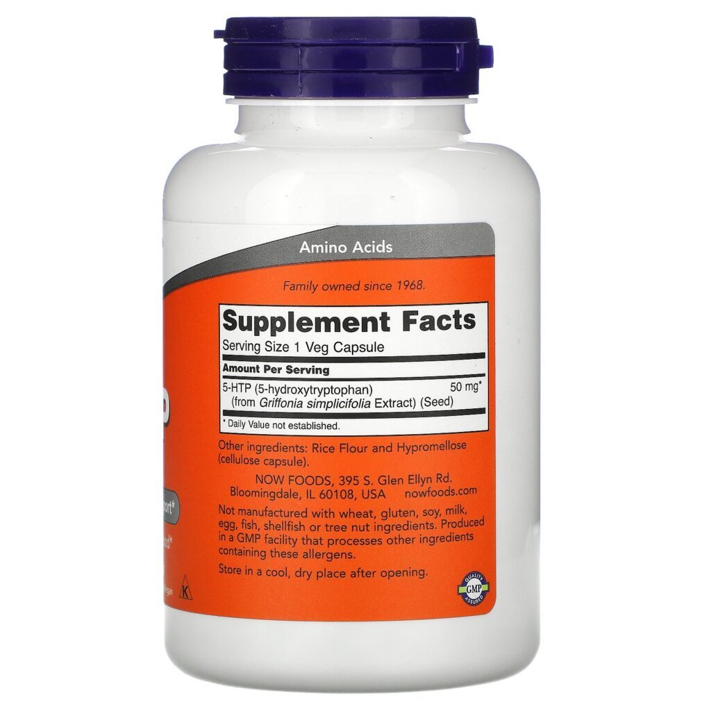 Now Foods, 5-HTP, 50 mg, 180 Cápsulas Vegetais - Imagem 2
