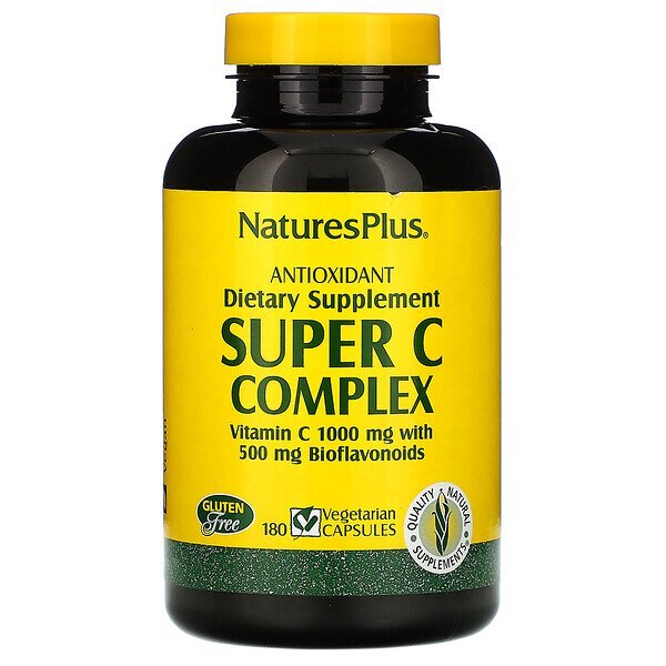 Nature's Plus, Complexo Super C, 180 Cápsulas Vegetais