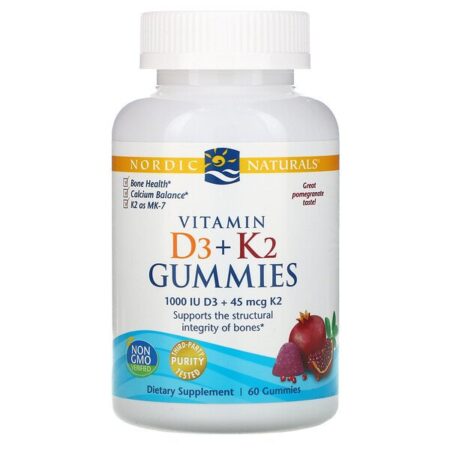 Nordic Naturals, Vitamina D3 + Gomas K2, Romã, 60 Gomas