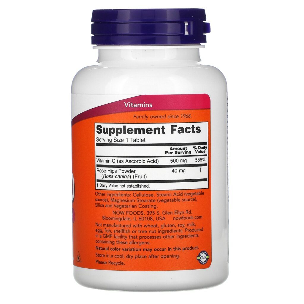 Now Foods, C-500 com Rosa Mosqueta, 250 Comprimidos - Imagem 2