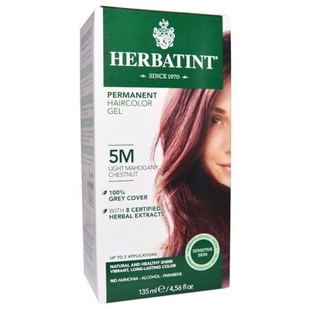 Herbatint, Permanent Herbal Haircolor Gel, 5M, Light Mahogany Chestnut, 4,56 fl oz (135 ml)