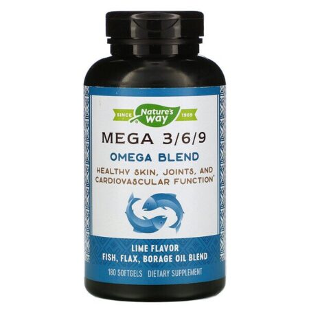 Nature's Way, Mega 3/6/9, Omega Blend, Lime Flavor, 180 Softgels