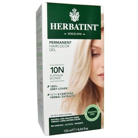 Herbatint, Permanent Herbal Haircolor Gel, 10N, Platinum Blonde, 4,56 fl oz (135 ml)