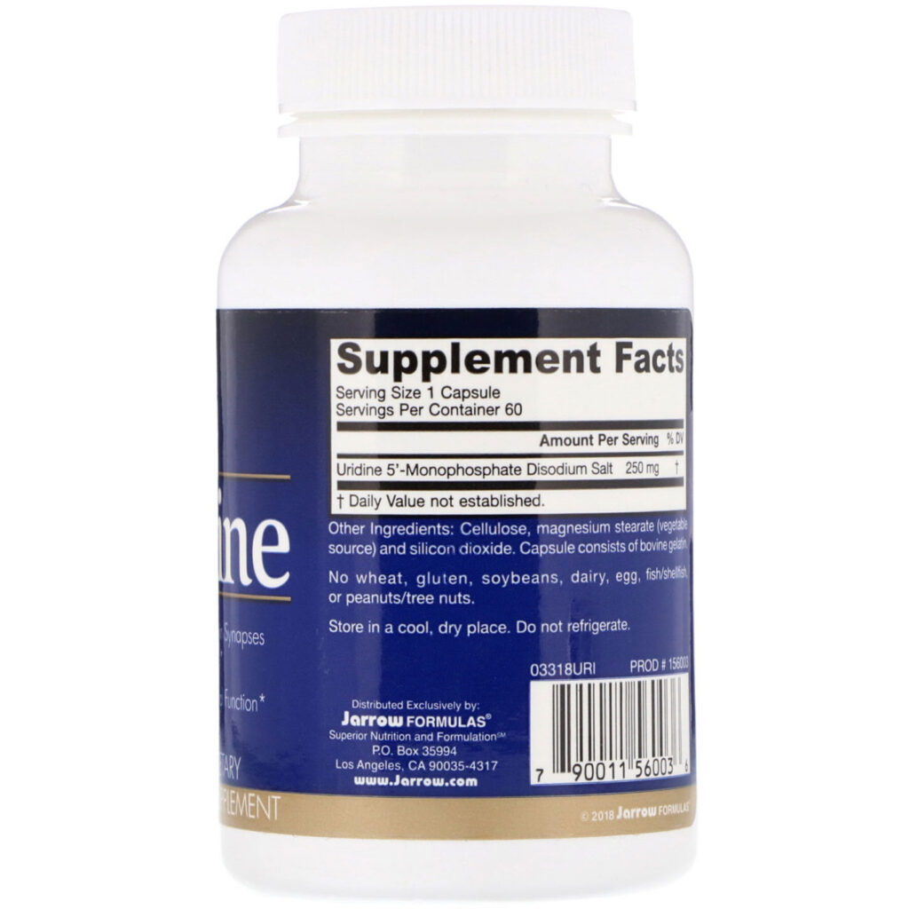 Jarrow Formulas, Uridine, 250 mg, 60 Cápsulas - Imagem 2