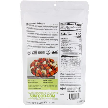 Sunfood, Goji Berries Ressecadas ao Sol, 8 oz (227 g) - Image 2