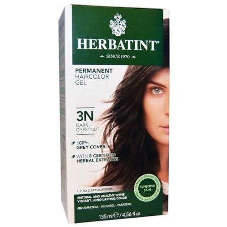 Herbatint, Colorador de cabelo permanente, 3N, castanho escuro, 4,56 fl oz (135 ml)