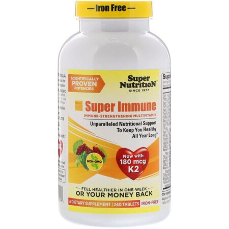 Super Nutrition, Super Immune, Multivitamínico de Fortalecimento Imunológico, Livre de Ferro, 240 Comprimidos