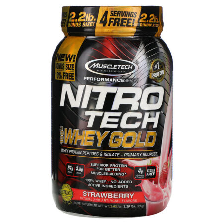 Muscletech, Nitro Tech, 100% Whey Gold, Morango, 999 g