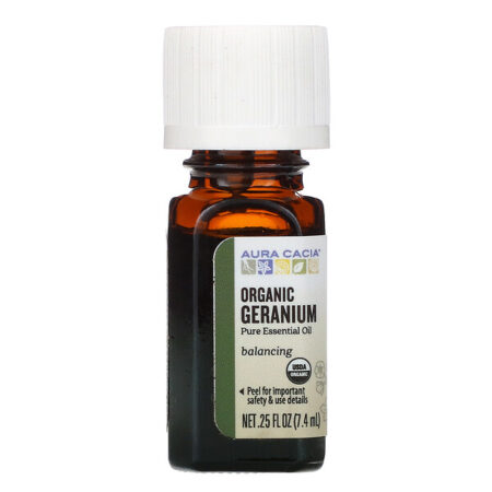 Aura Cacia, Gerânio Orgânico, 7,4 ml (0,25 fl oz)