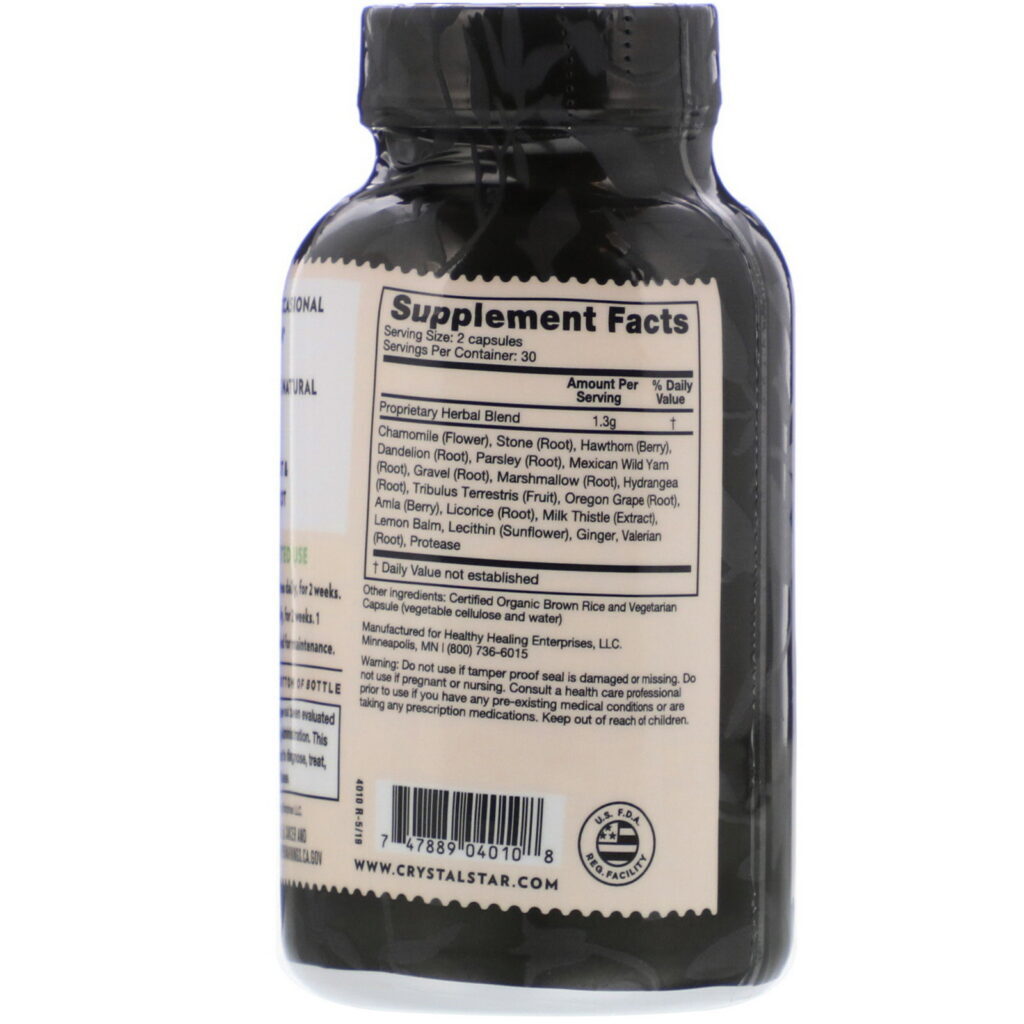 Crystal Star, Kidney Care, 60 Vegetarian Capsules - Imagem 2