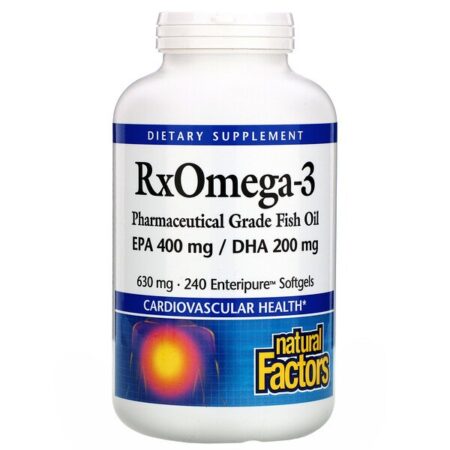 Natural Factors, RxOmega-3 Factors, EPA 400 mg/DHA 200 mg, 240 Cápsulas Softgel