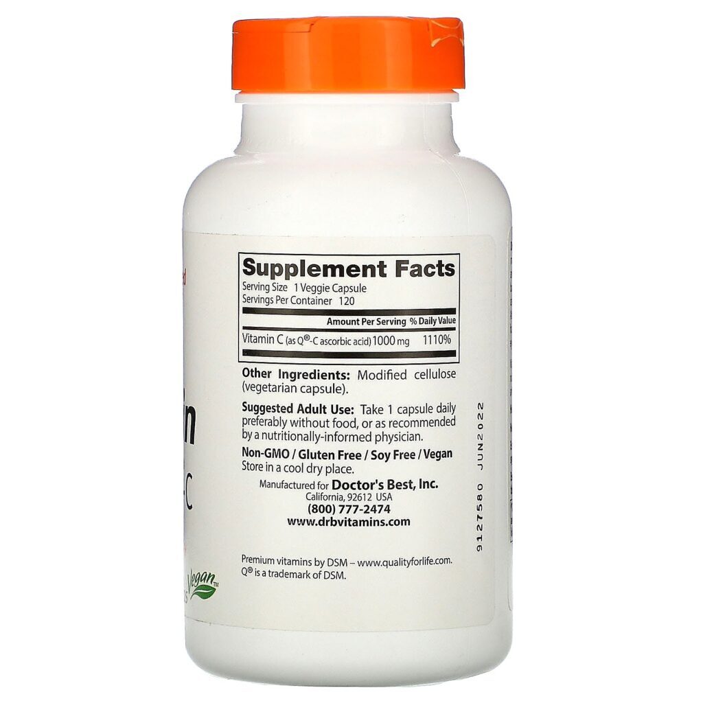 Doctor's Best, Vitamina C com Q-C, 1.000 mg, 120 Cápsulas Vegetais - Imagem 2