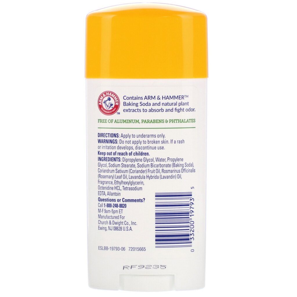 Arm & Hammer, Essenciais com Desodorantes Naturais, Desodorante, Alecrim Refrescante e Lavanda, 71 g (2,5 oz) - Imagem 2