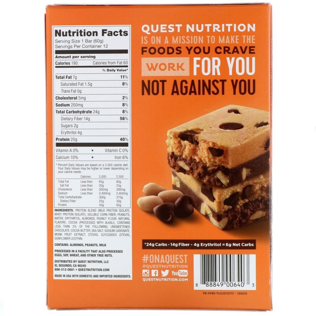 Quest Nutrition, Protein Bar, Peanut Butter Brownie Smash, 12 Bars, 2.12 oz (60 g ) Each - Imagem 3