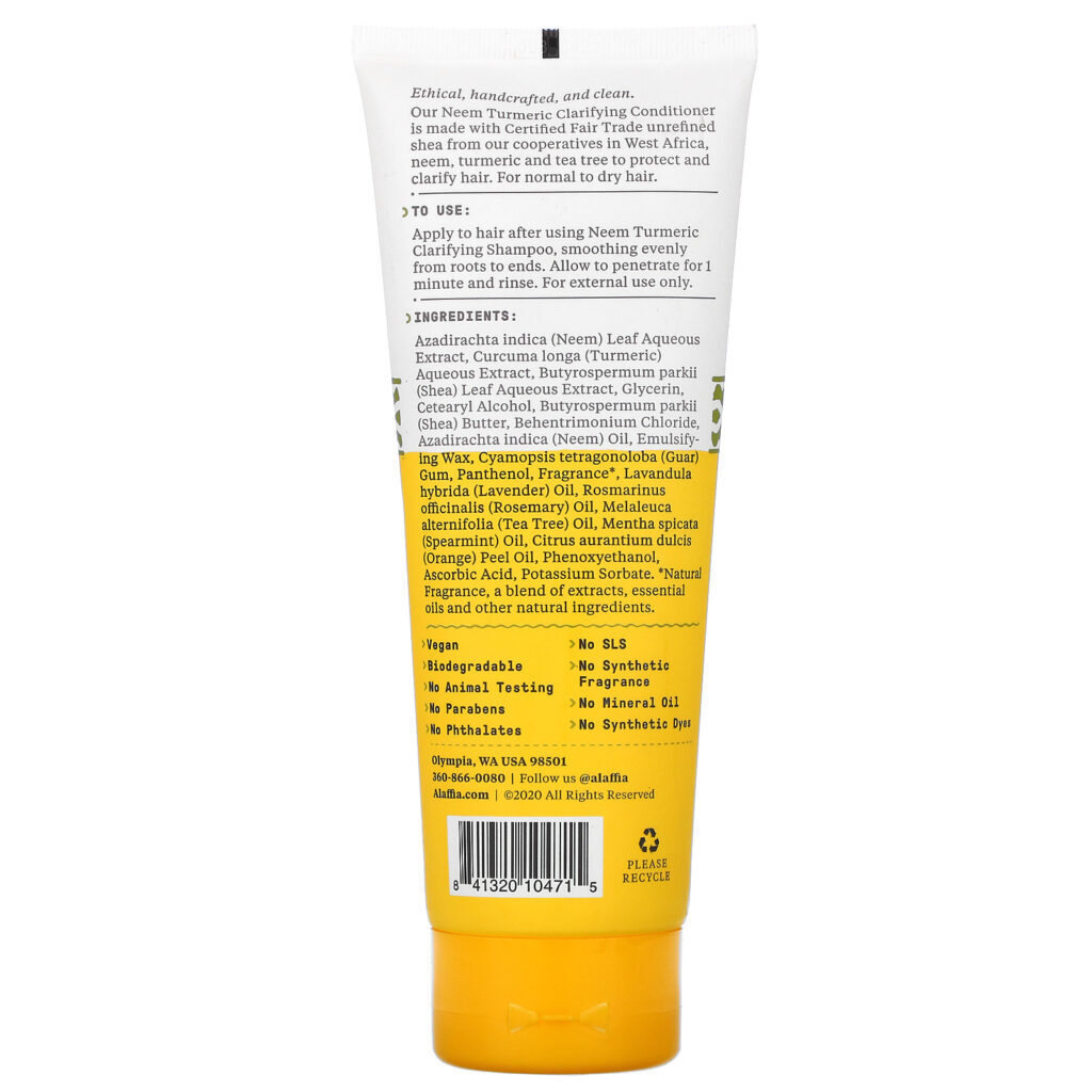 Alaffia, Neem Turmeric, Clarifying Conditioner, Natural Mint, 8 fl oz (236 ml) - Imagem 2