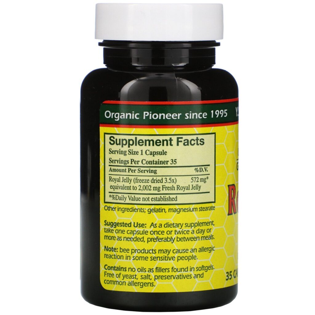 Y.S. Eco Bee Farms, Geléia real, 2.000 mg , 35 cápsulas - Imagem 2