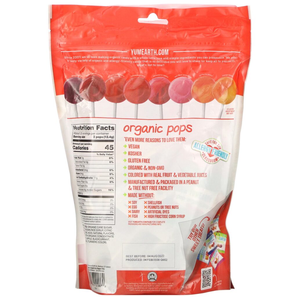 YumEarth, Organic Pops, Favorites, 50 Pops, 10.9 oz (310 g) - Imagem 2