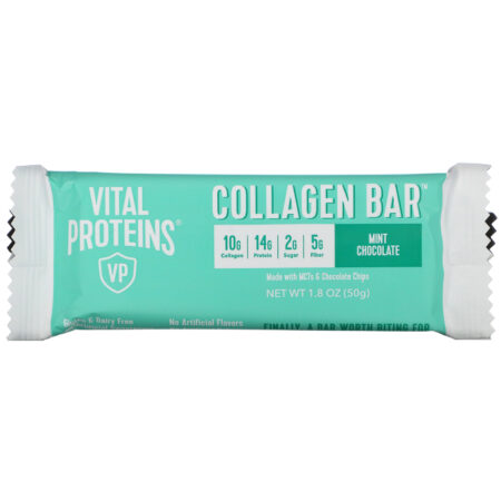 Vital Proteins, Collagen Bar, Mint Chocolate, 12 Bars, 1.8 oz (50 g) Each - Image 4