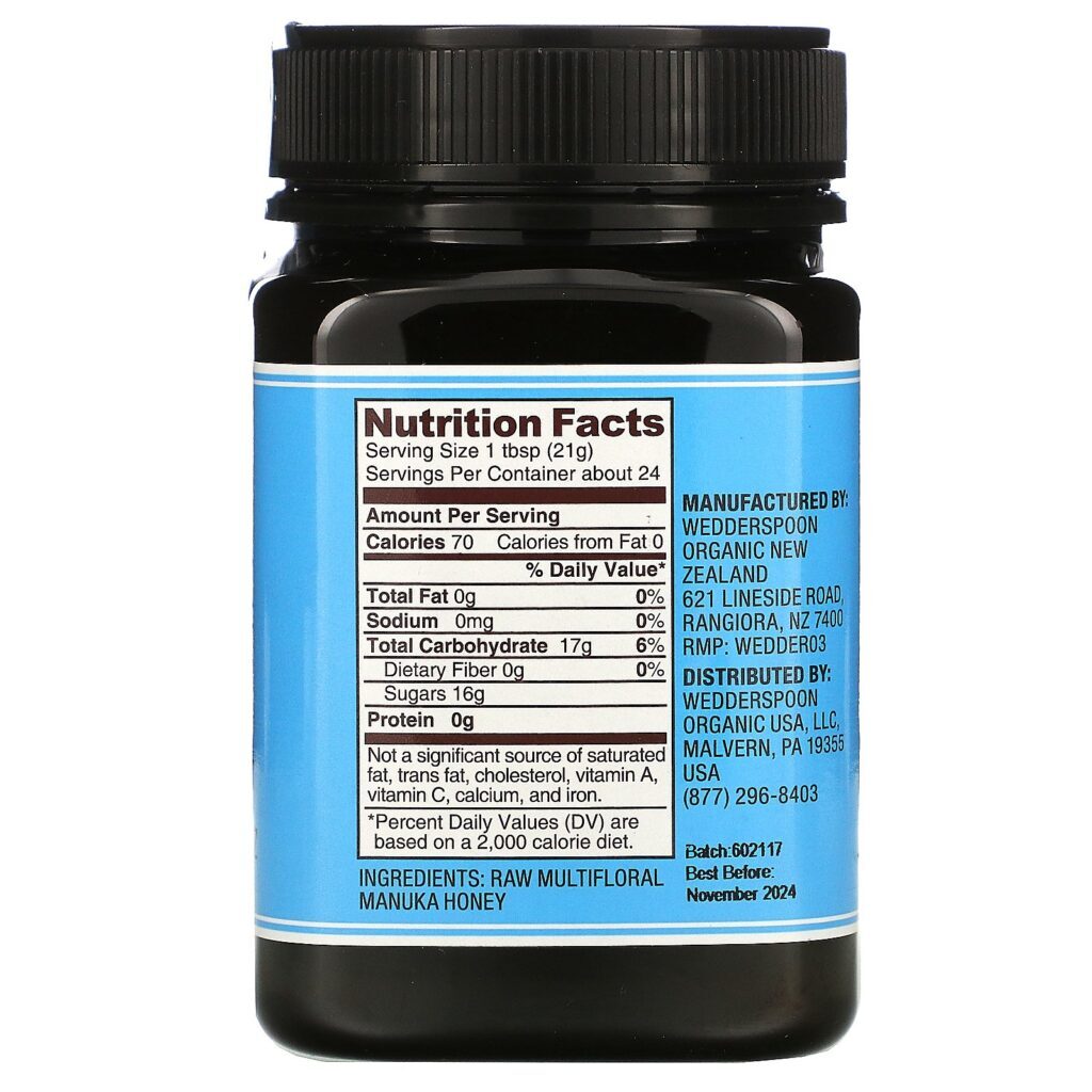 Wedderspoon, Raw Multifloral Manuka Honey, KFactor 12, 1.1 lb (500 g) - Imagem 2