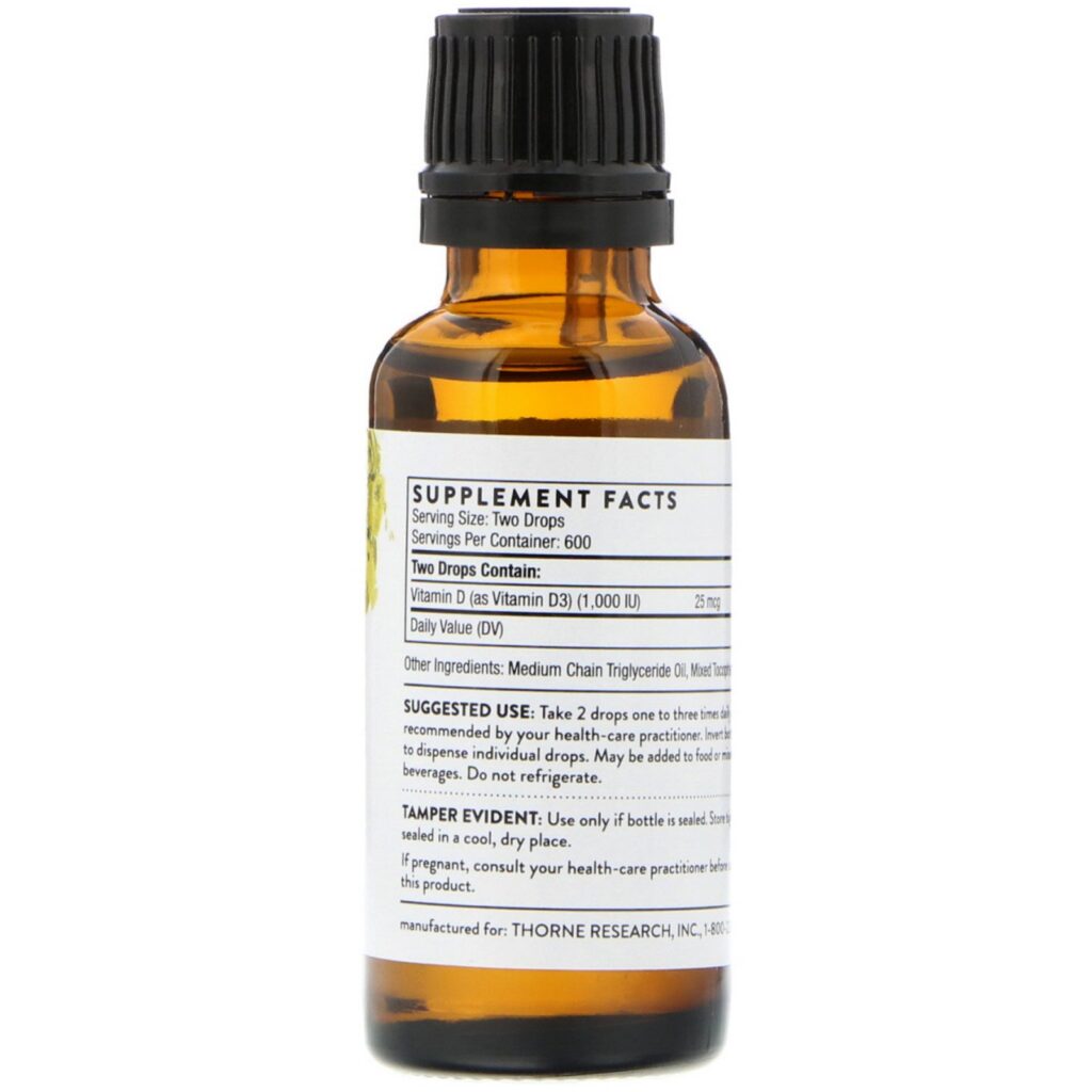 Thorne Research, Vitamina D, 30 ml (1 fl oz) - Imagem 2