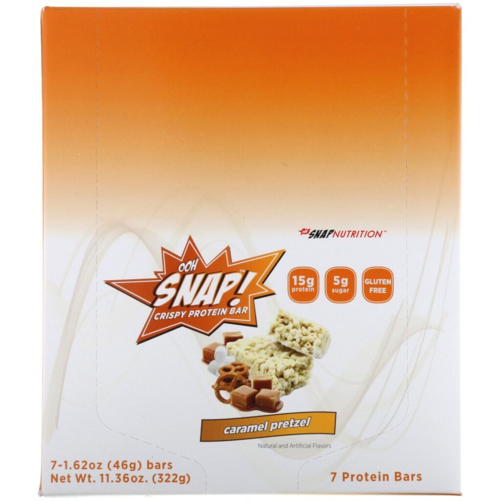 OOH Snap!, Barra de Proteína Crocante, Pretzel de Caramelo, 7 Barras, 44 g Cada - Imagem 2