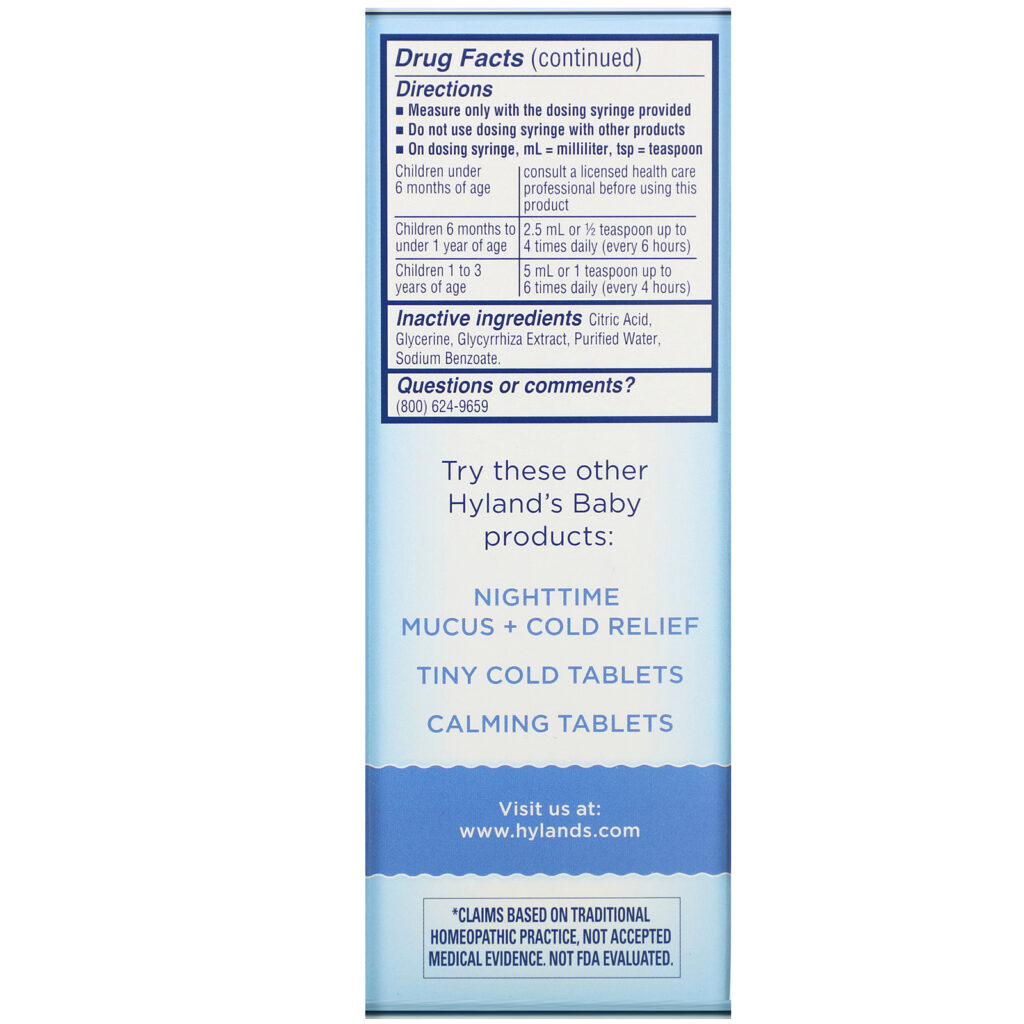 Hyland's, Baby, Mucus + Cold Relief Day Time, Ages 6 Months +, 4 fl oz (118 ml) - Imagem 4