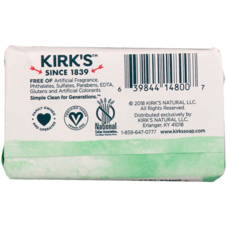 Kirk's, Gentle Castile Soap Bar, Soothing Aloe Vera, 1.13 oz (32 g) - Image 3