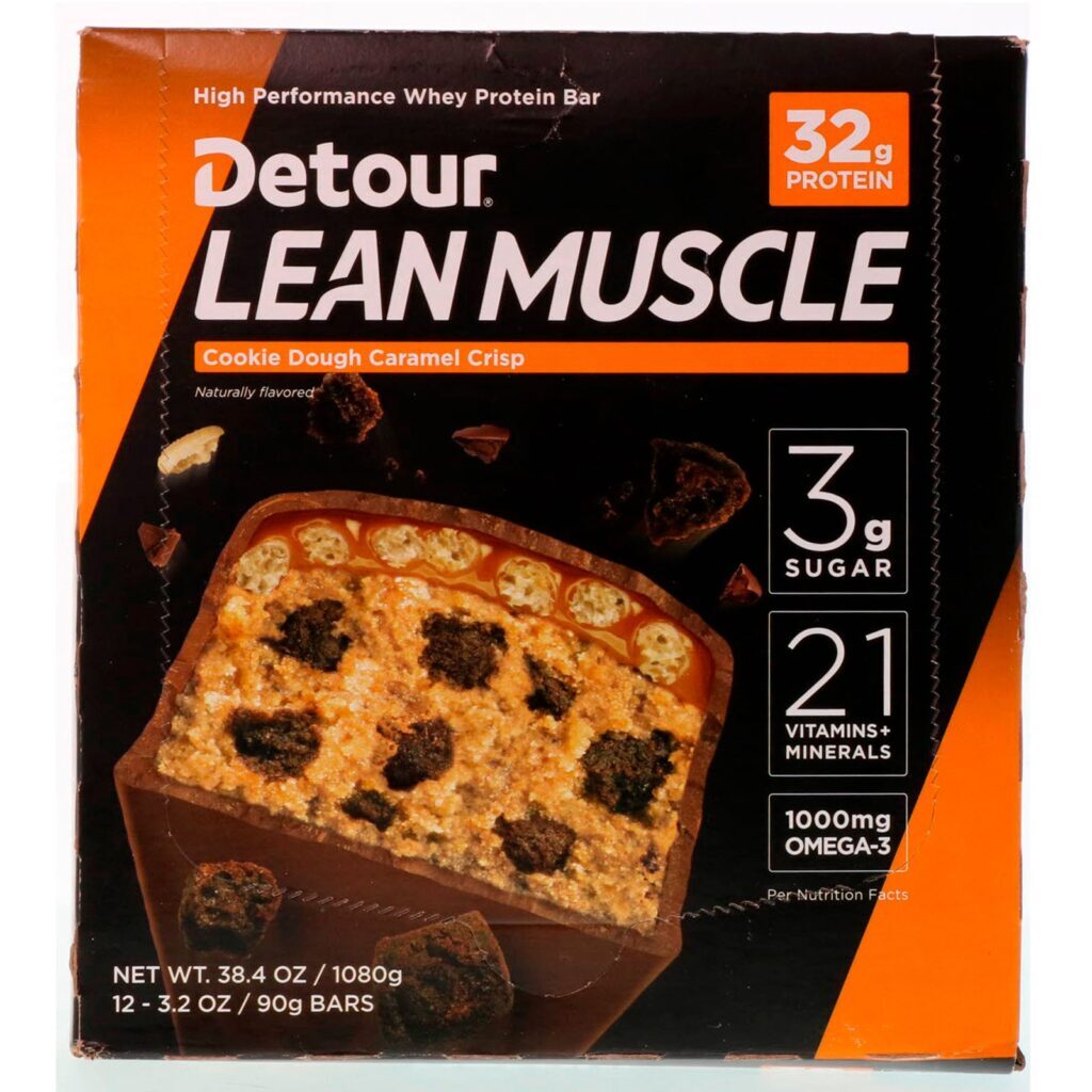 Detour, Lean Muscle Bar, Cookie Dough Caramel Crisp, 12 Bars, 3.2 oz (90 g) Each - Imagem 2